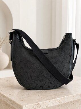 Authentic Gucci Vintage GG Monogram Canvas Hobo Crossbody Bag